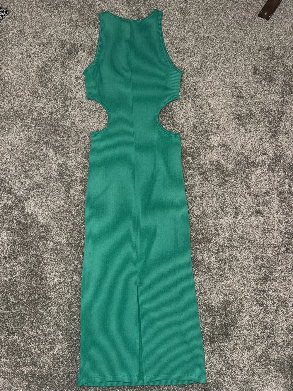 H&M Divided Ribbed Cutout Midi Bodycon Tank Dress Green - Womens - Picture 4 of 5